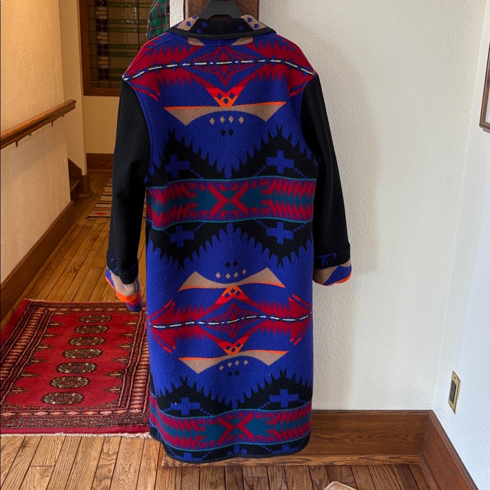 Native American Designed Western Wear Wool Full Length Coat - Picture 3 of 6
